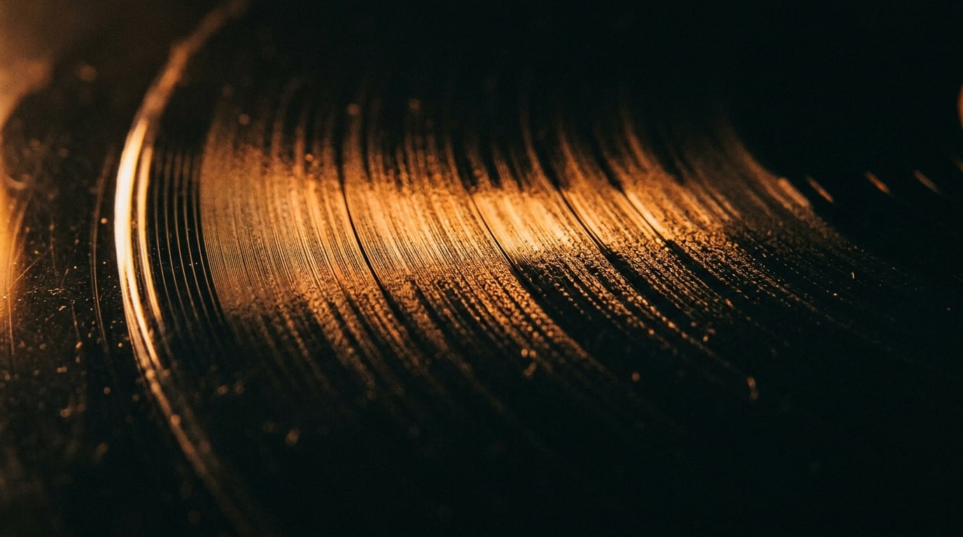 Vinyl grooves close-up